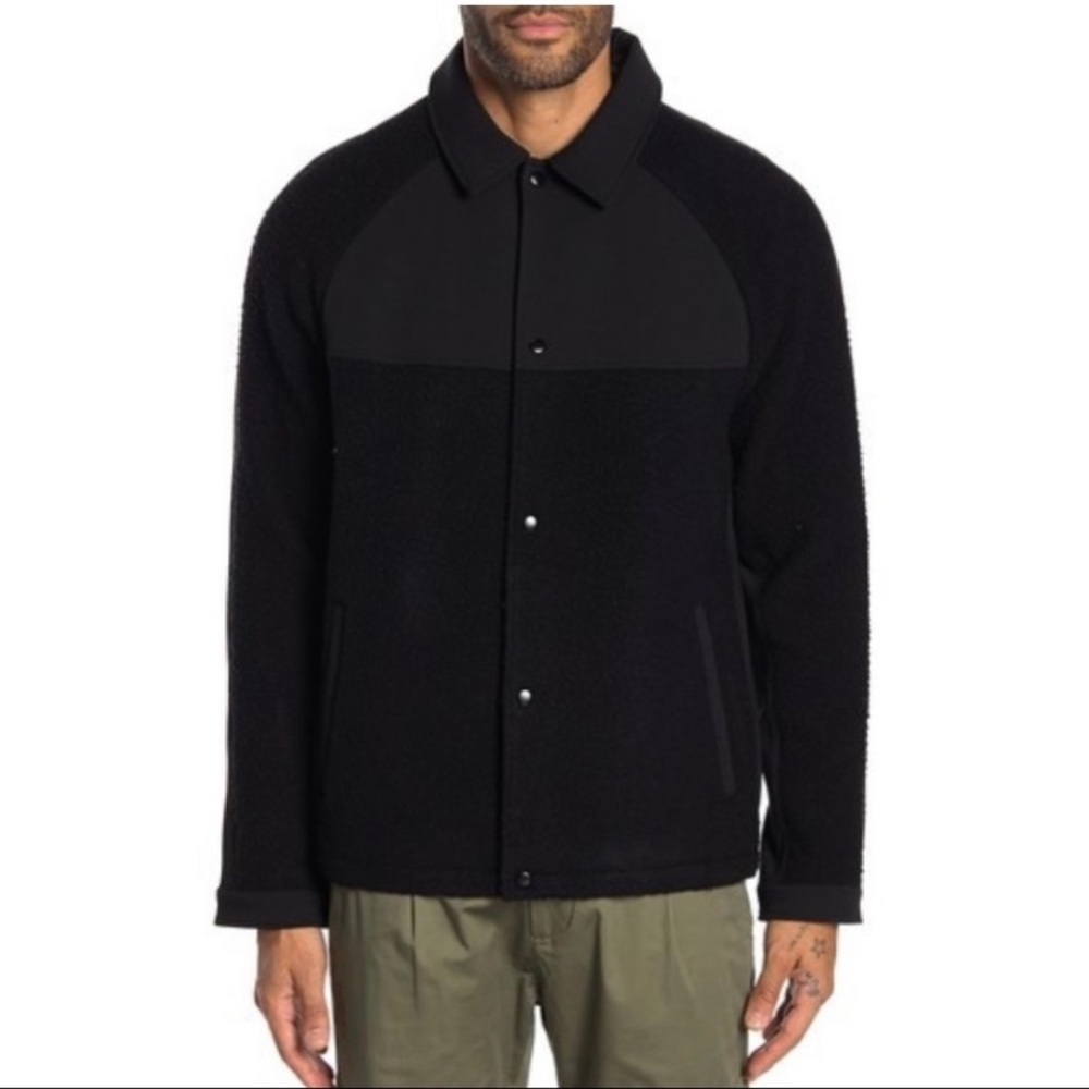 VINCE Wool Blend Jacket Black Snap Button - Picture 3 of 11